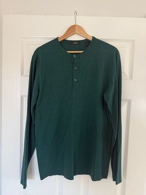 Theory Men's Long-Sleeve Dark Green Henley